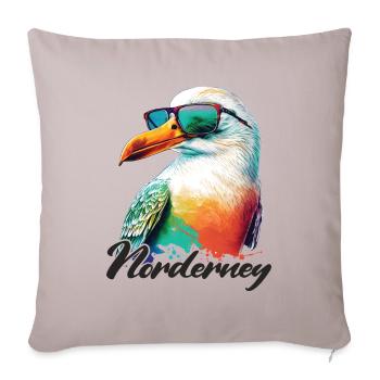 Norderney vacances mouette colorée cool avec des lunettes de soleil - Housse de coussin décorative 45 x 45 cm - taupe clair - Devant