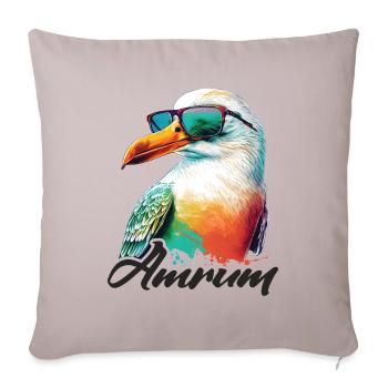 Amrum vacances mouette colorée fraîche avec des lunettes de soleil - Housse de coussin décorative 45 x 45 cm - taupe clair - Devant