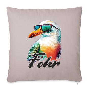 Föhr Holiday cool colorful seagull with sunglasses - Sofa pillowcase 17,3'' x 17,3'' (45 x 45 cm) - light taupe - Front