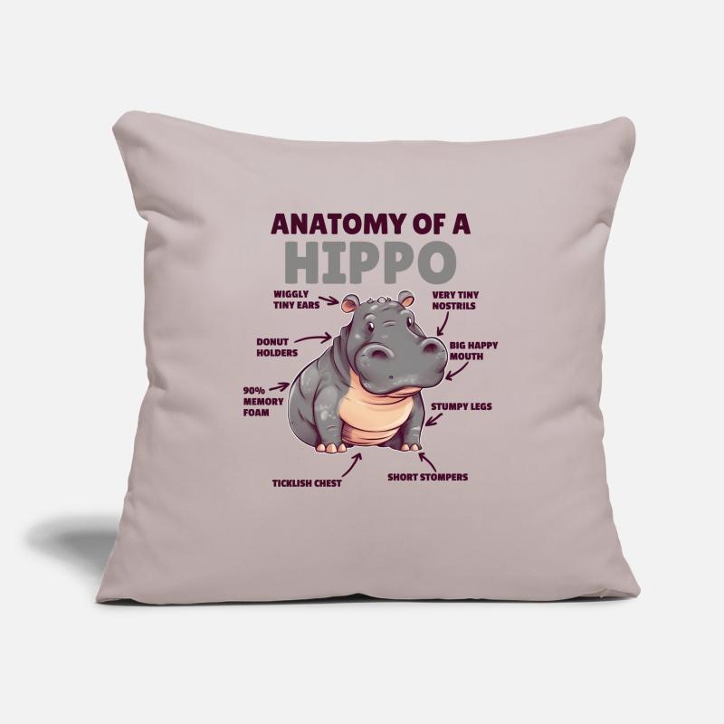 Explication de l’hippopotame doux Anatomie d’un hippopotame Housse de coussin décorative 45 x 45 cm