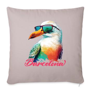 Barcelona Spain Holiday Seagull with Sunglasses - Sofa pillowcase 17,3'' x 17,3'' (45 x 45 cm) - light taupe - Front