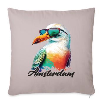 Amsterdam Netherlands Holiday Seagull with Sunglasses - Sofa pillowcase 17,3'' x 17,3'' (45 x 45 cm) - light taupe - Front