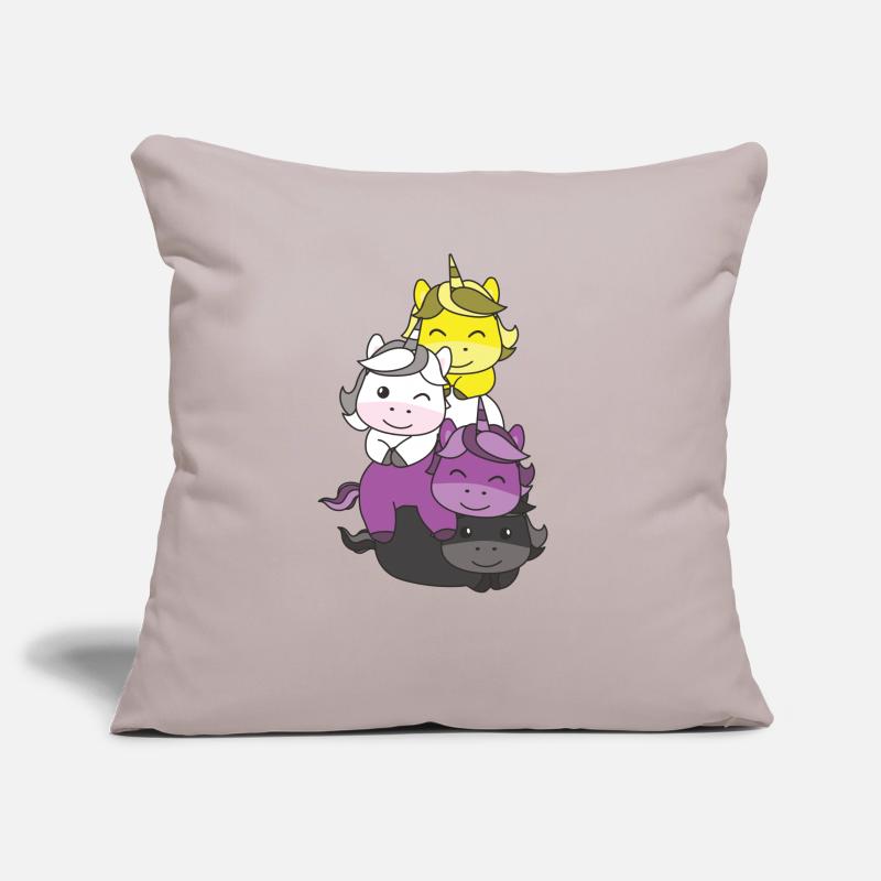 Nonbinary Flag Pride LGBTQ Cute Unicorn Stack Housse de coussin décorative 45 x 45 cm