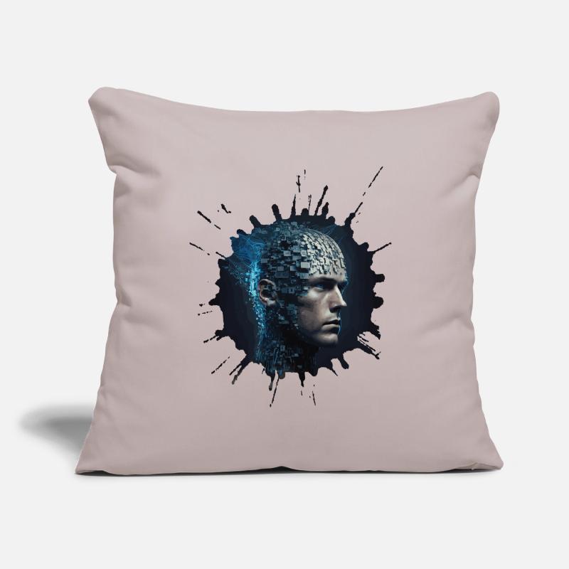 Évolution numérique - Vision future Cyber Human Housse de coussin décorative 45 x 45 cm
