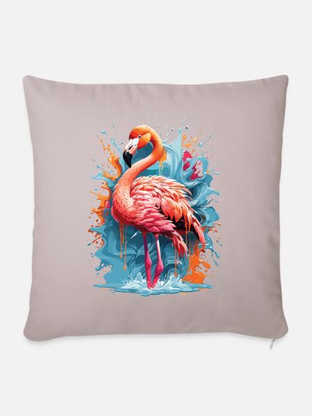 Flamingo Graffiti Water Splash - Sofakissenbezug 45 x 45 cm - helles Taupe