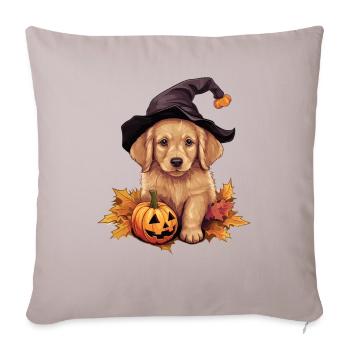 Halloween Witch Hat Pumpkin Dog Golden Retriver - Sofa pillowcase 17,3'' x 17,3'' (45 x 45 cm) - light taupe - Front