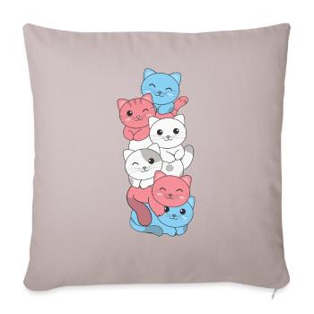 Chat drapeau transgenre Pride LGBTQ mignon chat - Housse de coussin décorative 45 x 45 cm - taupe clair - Devant