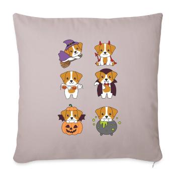 Jack Russell Halloween Devil Pumpkin Vampire - Sofa pillowcase 17,3'' x 17,3'' (45 x 45 cm) - light taupe - Front