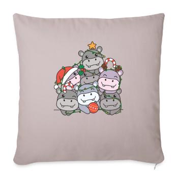 Hippo Christmas Tree Funny Animal Christmas - Sofa pillowcase 17,3'' x 17,3'' (45 x 45 cm) - light taupe - Front