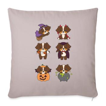 Australian Shepherd Halloween Devil Pumpkin - Sofa pillowcase 17,3'' x 17,3'' (45 x 45 cm) - light taupe - Front