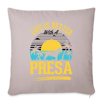 La vie est plus belle avec un Presa Canario - Housse de coussin décorative 45 x 45 cm - taupe clair - Devant