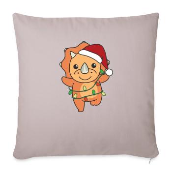 Tricératops Noël Hiver Animaux Dinos - Housse de coussin décorative 45 x 45 cm - taupe clair - Devant
