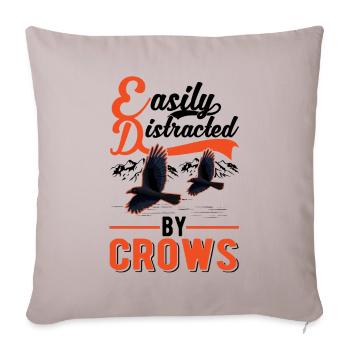 Facilement distrait par les corbeaux Corbeau Corbeau Corbeau - Housse de coussin décorative 45 x 45 cm - taupe clair - Devant