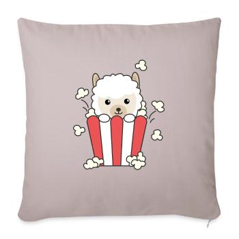 Alpaga Popcorn Time Drôles D’animaux Dans La Restauration Rapide - Housse de coussin décorative 45 x 45 cm - taupe clair - Devant