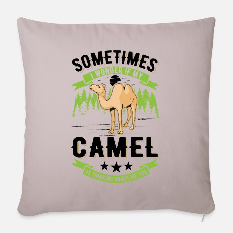 Kamel Geschenk Dromedar Camel Großkamel - Sofakissenbezug 45 x 45 cm - helles Taupe