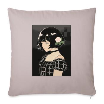 Dessin animé Manga Anime Fille japonaise - Housse de coussin décorative 45 x 45 cm - taupe clair - Devant