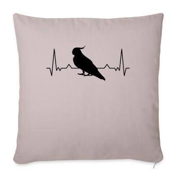 Budgie Welli Parakeet Heartbeat - Sofa pillowcase 17,3'' x 17,3'' (45 x 45 cm) - light taupe - Front