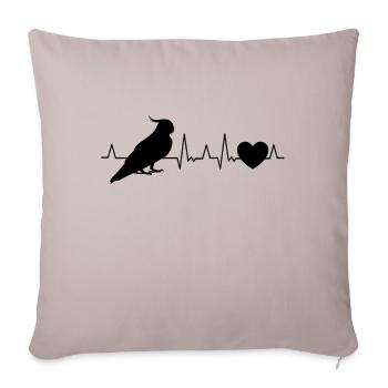 Budgie Welli Parakeet Heartbeat - Sofa pillowcase 17,3'' x 17,3'' (45 x 45 cm) - light taupe - Front