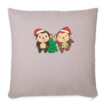 Singe, Noël, Hiver, Animaux, Singes - Housse de coussin décorative 45 x 45 cm - taupe clair - Devant