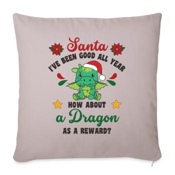 Ich will ein Drache zu Weihnachten süße Drachen - Sofakissenbezug 45 x 45 cm - helles Taupe - Vorne