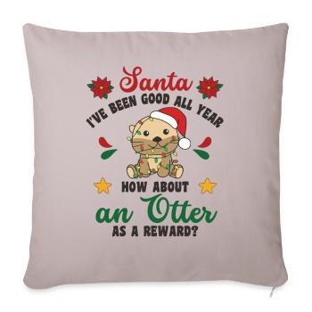 Je veux une loutre pour Noël loutre mignonne - Housse de coussin décorative 45 x 45 cm - taupe clair - Devant