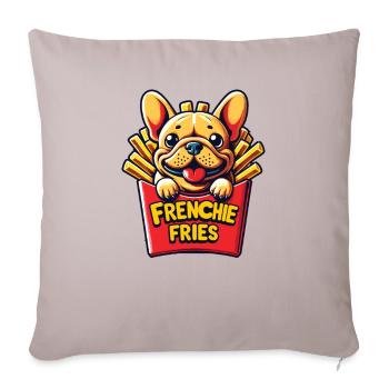 Frenchie Fries - Frites sucrées de bouledogue français - Housse de coussin décorative 45 x 45 cm - taupe clair - Devant