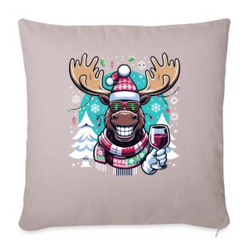 Vin de Noël de renne d’orignal - Housse de coussin décorative 45 x 45 cm - taupe clair - Devant