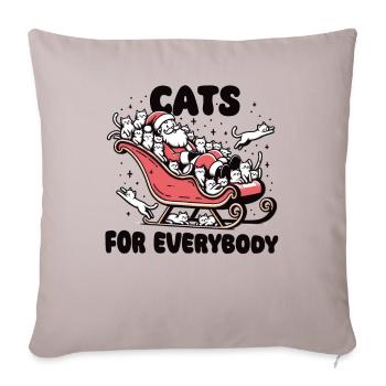 Père Noël avec traîneau à chat – Cats for - Housse de coussin décorative 45 x 45 cm - taupe clair - Devant
