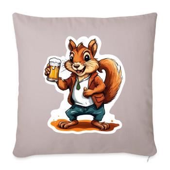 Écureuil / Animal / Rongeur / Animal de la forêt / Bande dessinée - Housse de coussin décorative 45 x 45 cm - taupe clair - Devant