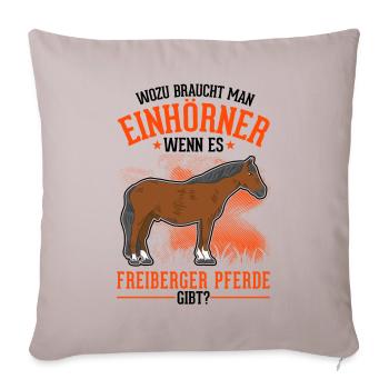 Freiberger Pferd Einhorn - Sofakissenbezug 45 x 45 cm - helles Taupe - Vorne