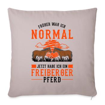 Freiberger Pferd Reiterin - Sofakissenbezug 45 x 45 cm - helles Taupe - Vorne