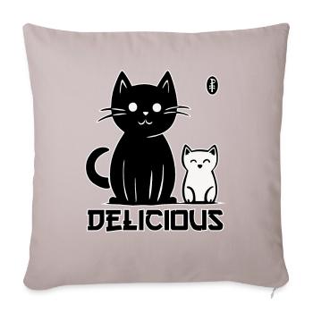 Chats mignons et savoureux - Housse de coussin décorative 45 x 45 cm - taupe clair - Devant