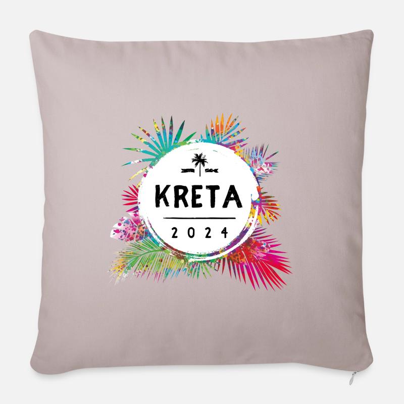 Kreta 2024 Bunt - Sofakissenbezug 45 x 45 cm - helles Taupe