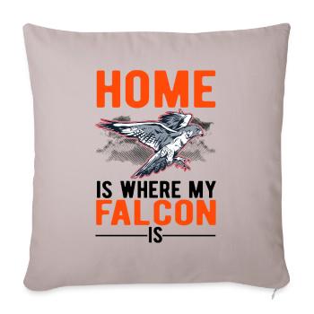 La maison est là où mon faucon est faucon crécerelle - Housse de coussin décorative 45 x 45 cm - taupe clair - Devant