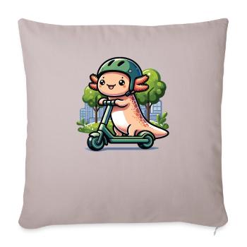 Axolotl Rides E-Scooter Around City Scooter - Sofa pillowcase 17,3'' x 17,3'' (45 x 45 cm) - light taupe - Front