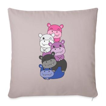 Genderfluid Flag Pride LGBTQ Cute Hippo - Sofa pillowcase 17,3'' x 17,3'' (45 x 45 cm) - light taupe - Front