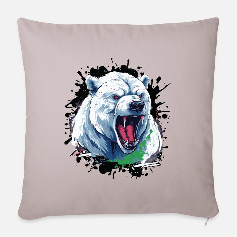 Polar Bär Kopf Porträt Eisbär Motivation Tier - Sofakissenbezug 45 x 45 cm - helles Taupe