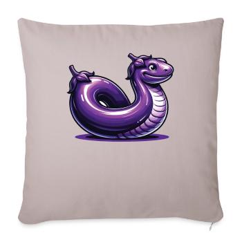 Aubergine Anguille drôle d’animal à base de légumes - Housse de coussin décorative 45 x 45 cm - taupe clair - Devant