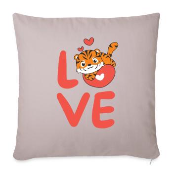 Tiger Valentine's Day Cute Animals Hearts Love - Sofa pillowcase 17,3'' x 17,3'' (45 x 45 cm) - light taupe - Front