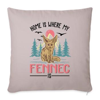 Zuhause ist wo mein Fennek ist - Sofakissenbezug 45 x 45 cm - helles Taupe - Vorne
