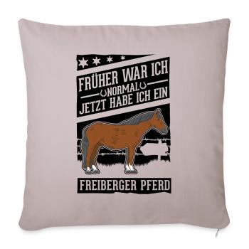 Freiberger Pferd Reiterin - Sofakissenbezug 45 x 45 cm - helles Taupe - Vorne