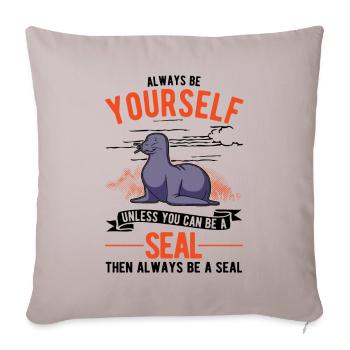 Cadeau de phoque Lion de mer Lion de mer de phoque - Housse de coussin décorative 45 x 45 cm - taupe clair - Devant