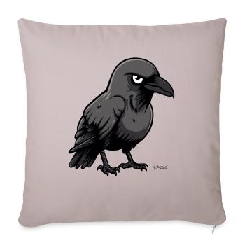 Ein gemeiner Cartoon Rabe - Sofakissenbezug 45 x 45 cm - helles Taupe - Vorne