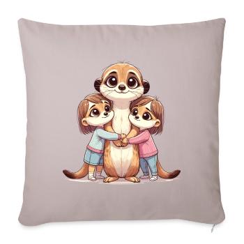 Meerkat Family Mom and Kids Hug Love - Sofa pillowcase 17,3'' x 17,3'' (45 x 45 cm) - light taupe - Front
