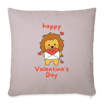 Lion for Valentine's Day Cute Animals with Hearts - Sofa pillowcase 17,3'' x 17,3'' (45 x 45 cm) - light taupe - Front