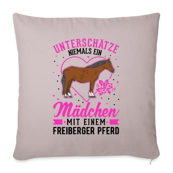 Freiberger Pferd Mädchen - Sofakissenbezug 45 x 45 cm - helles Taupe - Vorne
