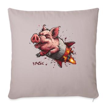 The Super Cool Flying Rocket Pig - Sofa pillowcase 17,3'' x 17,3'' (45 x 45 cm) - light taupe - Front