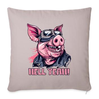 Hell Yeah, Motorrad-Biker-Schwein - Sofakissenbezug 45 x 45 cm - helles Taupe - Vorne
