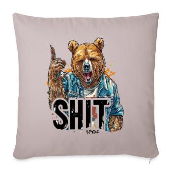 ours pointant du doigt : c’est drôle caca d’ours - Housse de coussin décorative 45 x 45 cm - taupe clair - Devant