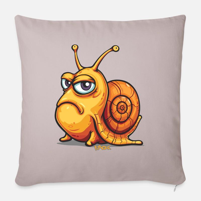 Lustige schlechte Laune: Cartoon Schnecke - Sofakissenbezug 45 x 45 cm - helles Taupe